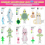 Beads for Crafts, Pony Beads Keychain Making Kit, Bead Pets for Kids Girls | Funtopia Bracelet Making kit Beaded Animal Set Birthday Party DIY Art Crafts for Girls Boys Beginners(1500 Bead, 30 Designs)