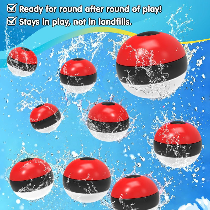 Reusable Water Balloons 12 Pcs, Refillable Self-Sealing Water Bombs, Quick Fill Silicone Water Balls for Kids, Non-Magnetic Splash Toys for Outdoor Summer Fun, Pool Beach Backyard Water Park Games