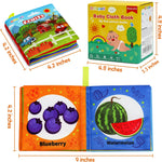 Dr.Rapeti 6-pack soft cloth baby books with crinkle squeaky washable non-toxic early educational themes for kids
