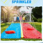 Spring Water 30ft Slip and Water Slide for Kids Backyard, Extra Long 2 Lanes Slip n Water Slide with Sprinkler, Gaint Water Slides with 2 Inflatable Bodyboards Outdoor Fun Summer Water Toys