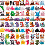 72 Pack Mini Stuffed Animal, Assorted Plush Toy (Dinosaur, Zoo, Ocean), Party Favors for Kid, Perfect for Claw Machine Filler, Goody Bag Stuffers, Keychain, Carnival Prizes, Classroom Reward Gift Bulk