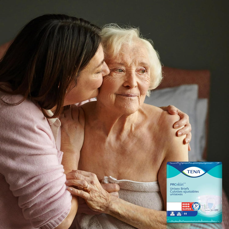TENA Proskin Super Briefs, Incontinence Adult Diapers, Unisex, Large, 56 ct | Easy to adjust with tabs for a better fit, these briefs offer comfort & reliable absorbency to support everyday care routines