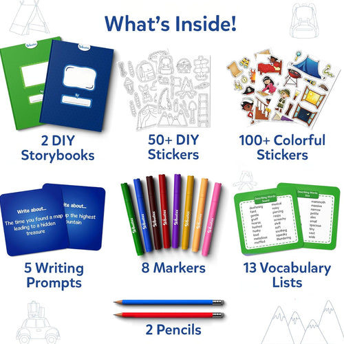 Skillmatics Storybook Art Kit – Adventures, Writing Activity, Gift for Kids | Create Adventure Stories, 300+ Stickers, Scrapbooking & Journal, Storytelling Activity, Screen-Free Craft, Ages 5, 6, 7, 8, 9