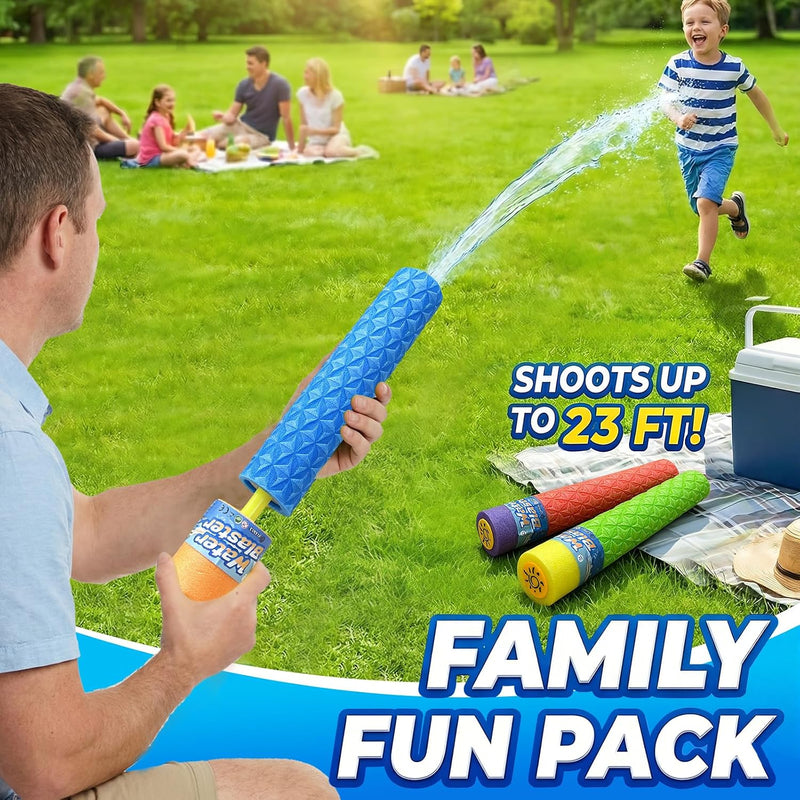 Water Gun Blaster for Kids Toddler: 3 Pack Pool Toys for Kids Foam Water Squirters - Outdoor Summer Swimming Beach Toys for Ages 4-8 6-8 8-10 8-12 Backyard Pool Party Favors for Boys Girls