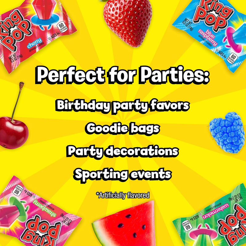 Ring Pop Lollipops - Bulk Candy Individually Wrapped Suckers Variety | Party Pack- 20 Count w/Assorted Flavors - Hard Candy for Party Favors, Kids & Goodie Bag Stuffers 0.63 Pounds