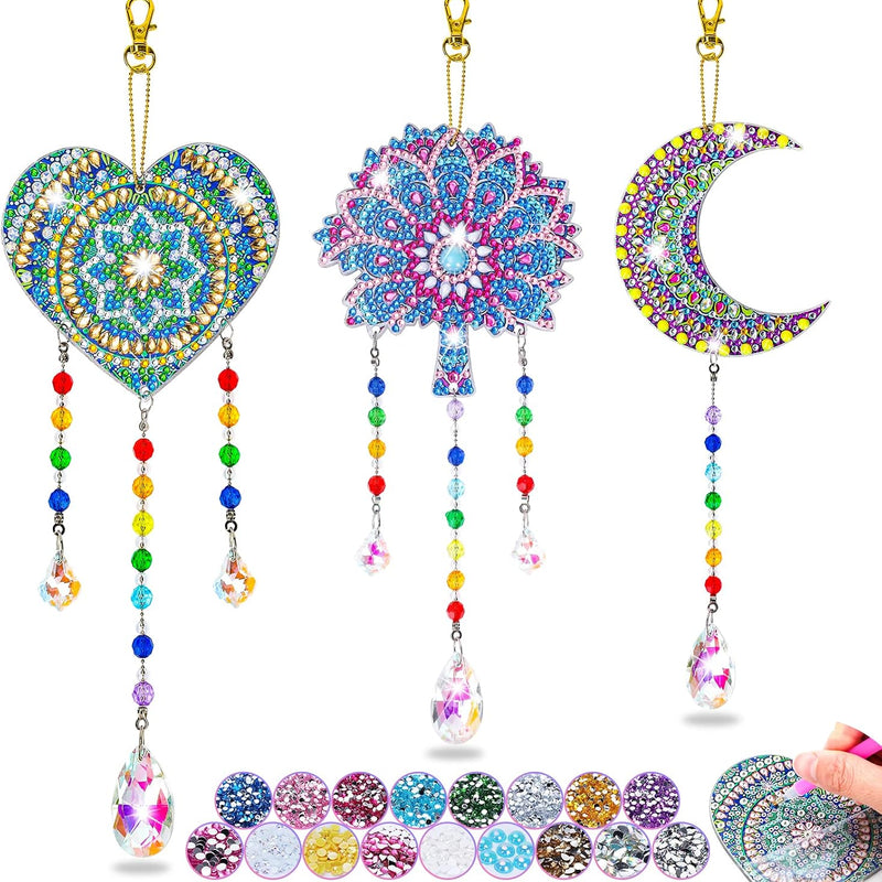 Crafts for Kids Ages 8-12, Birthday Gifts Presents Girls Diamond Art Kits | 6 7 8 9 10 Year Old Girls Gifts, Diamond Painting for Girl Toys Age 5-11 Wind Chimes Crystal Window Suncatcher for Home Decor