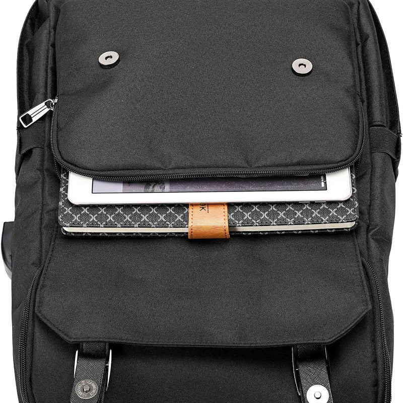 YALUNDISI Vintage Backpack Travel Laptop Backpack with usb Charging Port for Women & Men College Backpack Fits 15.6 Inch Laptop Black