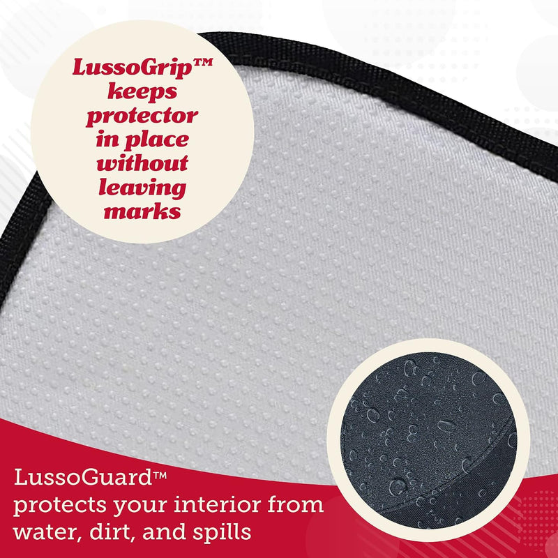 Lusso Gear Car Seat Protector for Baby Car Seat - Thick Padding - Seat Protector Under Baby Car Seat with 2 Mesh Storage Pockets - Black Waterproof Baby Car Seat Protector - Non-Slip Padded Backing
