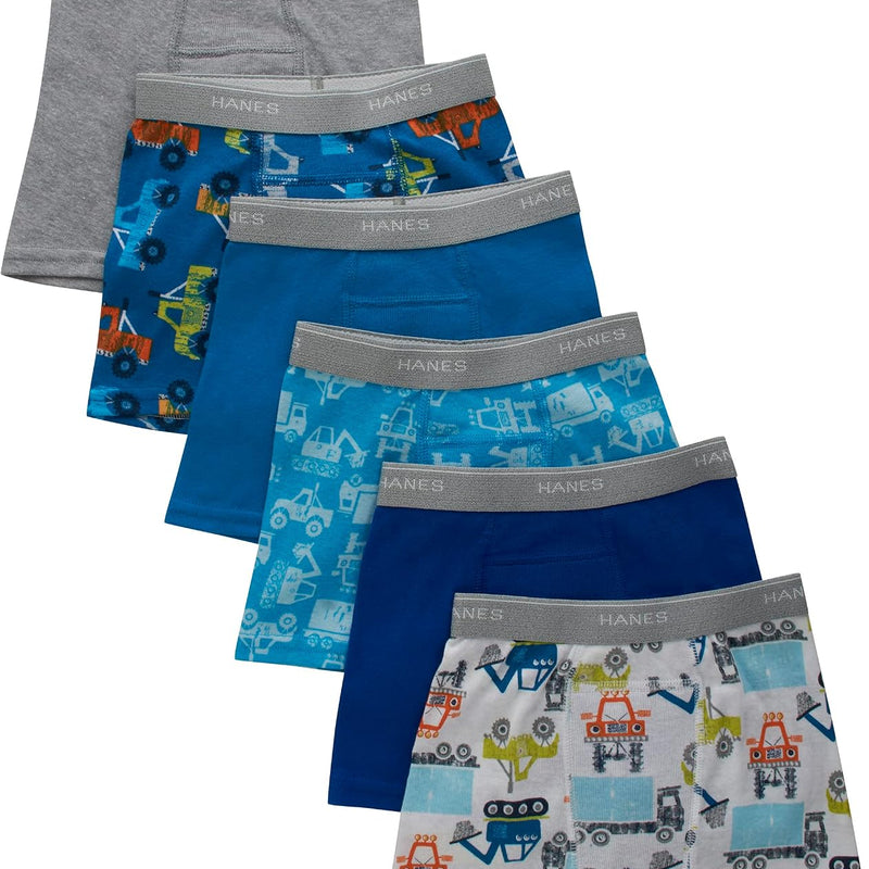 Hanes Boys' Potty Training Underwear, Light Leaks Toddler Cotton Briefs and Boxer Briefs, Multi-pack