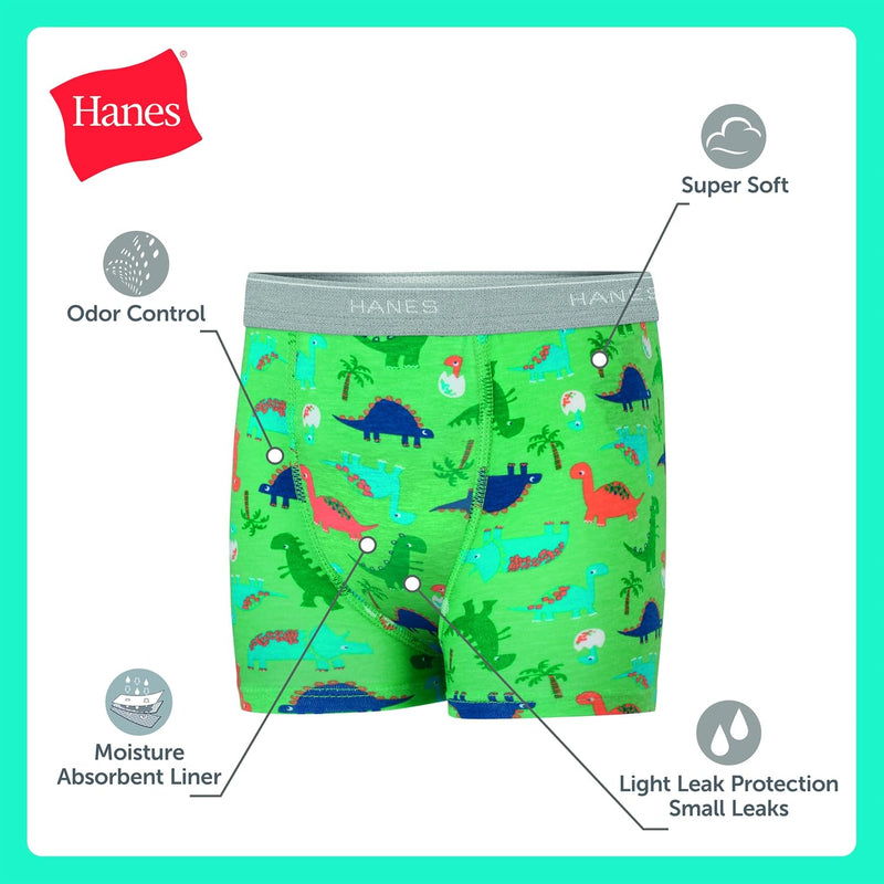 Hanes Boys' Potty Training Underwear, Light Leaks Toddler Cotton Briefs and Boxer Briefs, Multi-pack