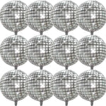 Silver Disco Balloons 10PC Set 10in & 18in Round Balloons 70s 80s Theme Party Decorations