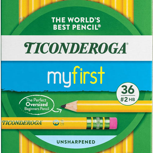 Ticonderoga My First Wood-Cased Pencils, 2 HB, Yellow, 36 Count