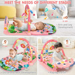 UMIKU Baby Play Mat Tummy Time Mat Gym Girl Activity Center, Pink Dinosaur | Play Mat For Babies Gifts Girl 0-6 6-12 Month, Music & Light Piano Play Gym Newborn Infant Gift, Baby Girl Newborn Essentials