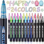Yangmei Outline Glitter Markers, Teen Girl Gifts Trendy Stuff, Art Supplies for Kids 6-8 9-12, Crafts for Girls 8-12, 12 Self Outline Metallic Markers, Gift for 4-12 Year Old Girls Birthday Gift