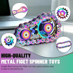 Metal Fidget Spinner Toys for Teens Boys Adults Bike Chain Roller Gadgets ADHD Figette Anxiety Stress Relief Items Quiet Figet Desk Offices EDC Men Easter Basket Stuffer