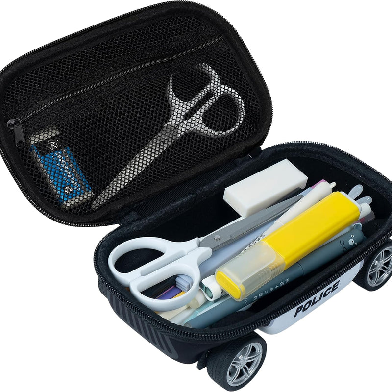 ZIPIT Police Car Pencil Case for Boys, Large Capacity Pencil Box, Blue
