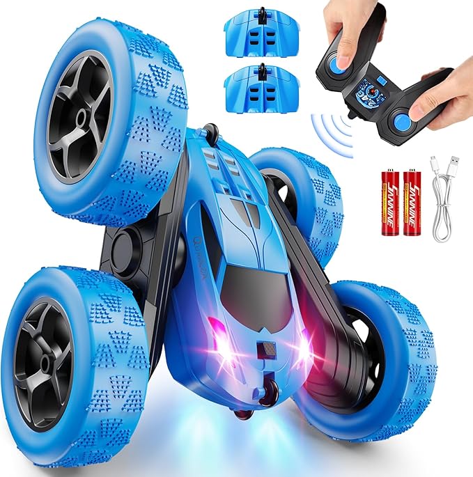 4WD High-Speed Stunt RC Car with 360° Flips & USB-C Fast Charging – Blue Edition