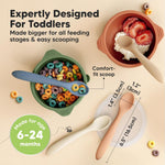 KeaBabies Silicone Baby Spoons Self Feeding 6-12 months, 3-Pack (Slate) | Large Scoop, Baby Led Weaning Utensils, First Food Training Spoon, Toddler, Kids Eating Essential, Dishwasher-safe, BPA-Free