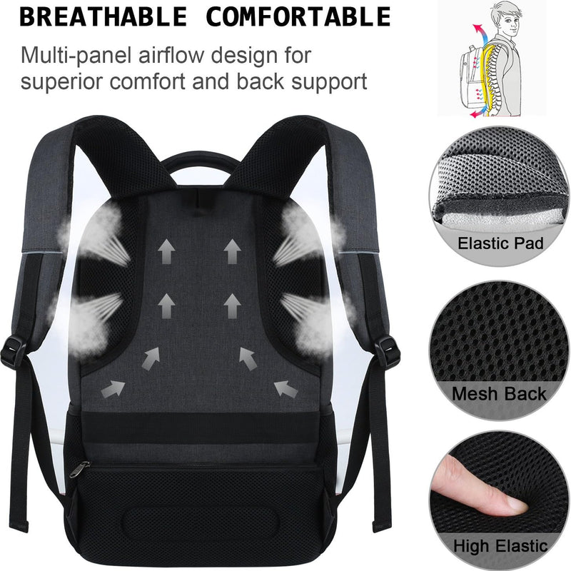 Volher Laptop Backpack,Business Travel Anti Theft Slim Durable Laptops Backpack,Water Resistant College Computer Bag for Women & Men Fits 15.6 Inch Laptop and Notebook - Black