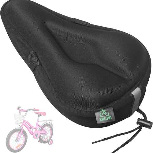 Zacro Gel Kids Bike Seat Cover, Anti-Slip Child Bicycle Saddle, 9x6 inches, Soft Memory Foam, Reflective Strip