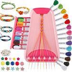 Maynacs Friendship Bracelet Making Kit for Girls 8-12, 28 Pre-Cut Threads | 28 Pre-Cut Threads in 14 Colors, 100 Letter Beads, Hidden Storage Tray - Screen-Free Travel Craft Kit for Kids and Teens