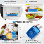 Amathley Bento Box Adult Lunch Box Kids,Lunch Containers for Adults/Kids/Toddler,5 Compartments Bento Lunch Box with Sauce Vontainers,Microwave & Dishwasher & Freezer Safe,BPA-Free (Blue)