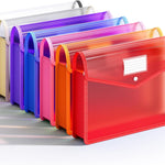 7 Pack Plastic Expanding File Folder, Transparent envelopes with Snap Closure, No Dividers, Large Capacity, Fit Legal/B4 Size for School, Office, Home, Hospital, 7 Colors