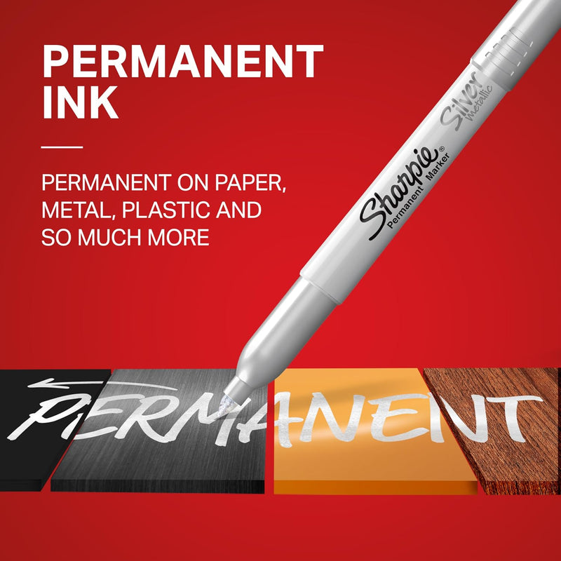 Sharpie Metallic Permanent Markers, Fine Point, Assorted Metallic, 6 Count