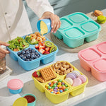 Canfanni 4 Pcs Snack Box Containers Set, Reusable 4 Compartment Lunchable Container with 2Pcs Sauce Containers, Stackable BPA-Free Bento Box for School, Work, Travel (4 Color)