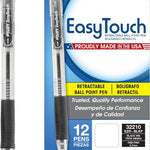 Pilot EasyTouch Refillable & Retractable Ballpoint Pens, Fine Point, Black Ink Pens, 0.7mm, 12-Pack