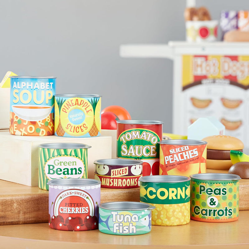 Melissa & Doug Let's Play House Grocery Cans with Removable Lids for Preschool Learning Toys for Girls & Boys 3+