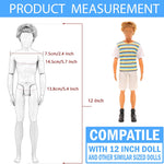 Miunana Lot 16 Items Doll Clothes & Accessories Classic Black Suit for Boy Doll Include Random 4 PCS Casual Wear + 5 PCS Dolls Pants + 3 Pairs of Shoes Laptop Water Bottles