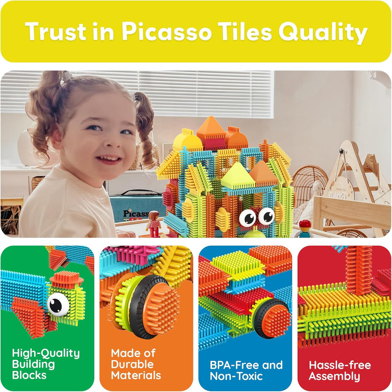 PicassoTiles 120pcs Hedgehog Interlocking Building Blocks for Preschool and Kindergarten