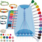 Maynacs Friendship Bracelet Making Kit for Girls 8-12, 28 Pre-Cut Threads | 28 Pre-Cut Threads in 14 Colors, 100 Letter Beads, Hidden Storage Tray - Screen-Free Travel Craft Kit for Kids and Teens