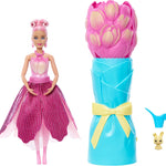 Barbie Petal Pop Scented Doll with Pink Tulip Dress & Accessories, Bouquet Reveal with Pet Bunny & Surprises Like Watering Can, Necklace & Earrings​​​
