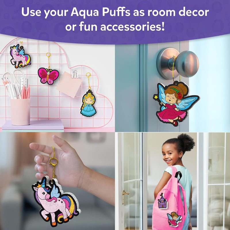 Skillmatics Aqua Puffs Unicorns, Art & Craft Gift for Kids, Paint by Number | DIY Princess Puffy Keychains, Screen-Free, Mess-Free Activity, Creative Kit for Girls & Boys Ages 4, 5, 6, 7, 8, 9, 10