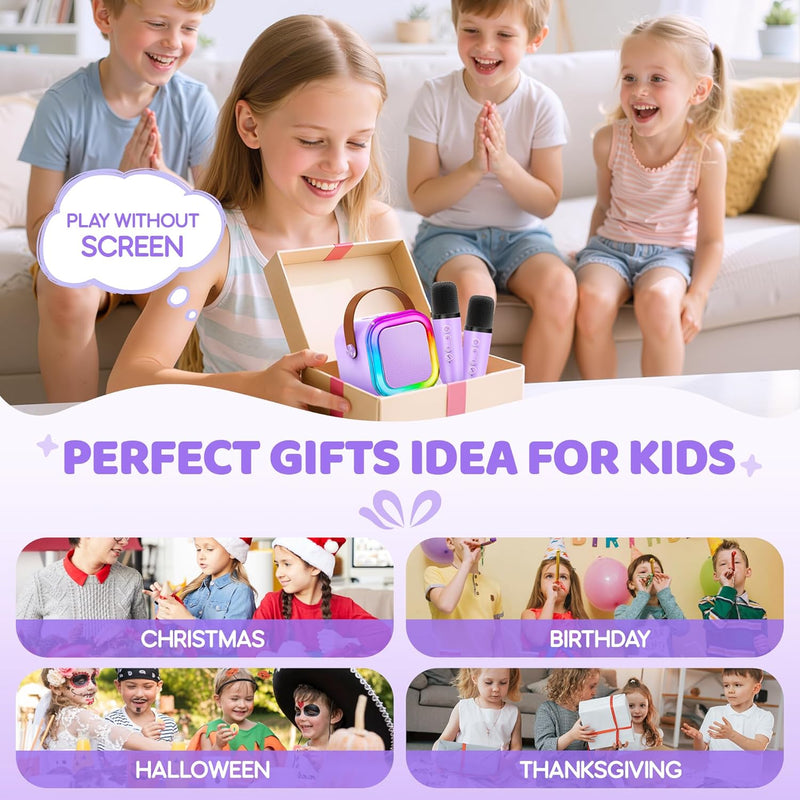 IROO Mini Karaoke Machine for Kids with Wireless Mics and Colorful Lights, Bluetooth 5.3, Ages 4+ Years Old