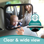 Baby Car Mirror for Rear Facing Seats (2 Pack) | Double award-winning, shatterproof and shakeproof baby car mirror with 360° rotation and clear convex view for newborn safety