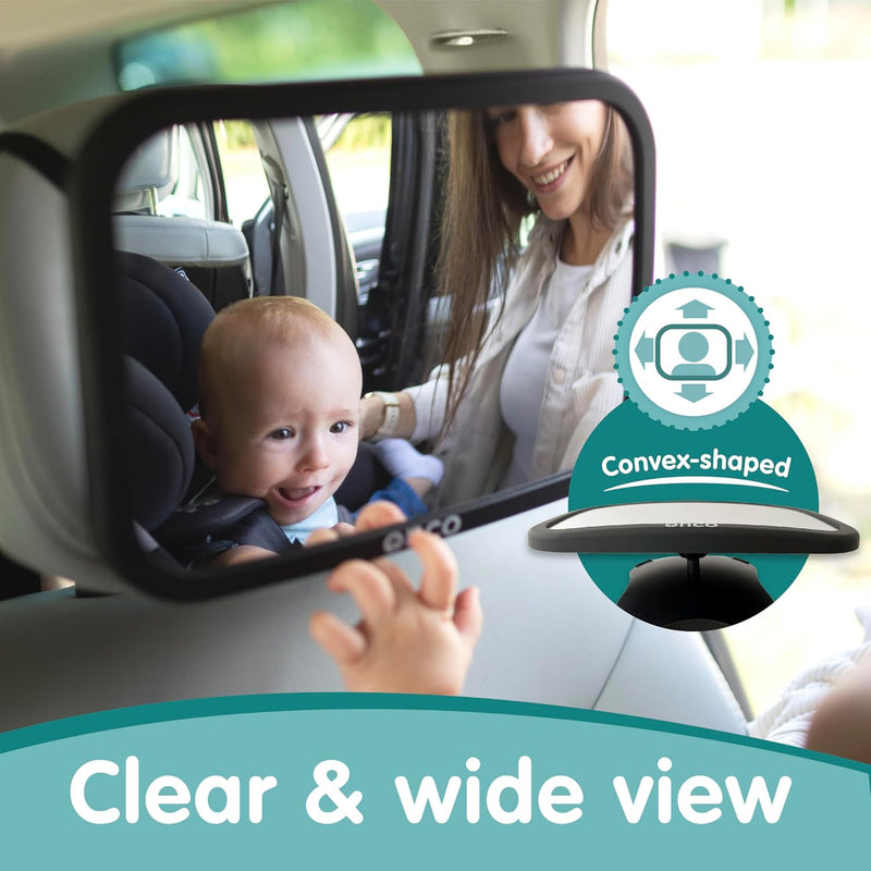 Baby Car Mirror for Rear Facing Seats (2 Pack) | Double award-winning, shatterproof and shakeproof baby car mirror with 360° rotation and clear convex view for newborn safety