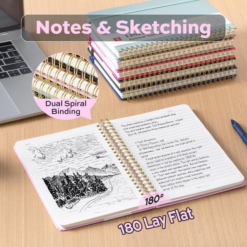deli 3-Pack Lined Spiral Journal Notebook, 160 Pages, A5 (5.5"x8") Hardcover Writing Notebook, College Ruled Spiral Bound Journal for Women & Men - Perfect for Work, School, Office & Note Taking