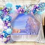 BAUANOOY 60pcs 12 inch Frozen Balloons Purple Blue Snowflake Confetti Party Supplies