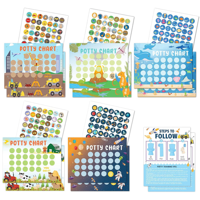 Potty Training Chart for Toddler 5 Fun Styles 17 PCS Potty Chart for Girls with 315 Stickers for Kids Potty Training Reward