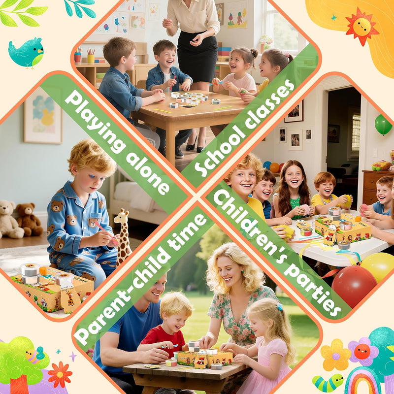 Aestd-ST Air Dry Clay Kit - Animal Theme, Modeling Clay for Kids | DIY Magic Clay with Sculpting Tools and Tutorials, 12 Boxes Molding Clay, Soft & Non-Sticky, Arts and Crafts Gift for Kids