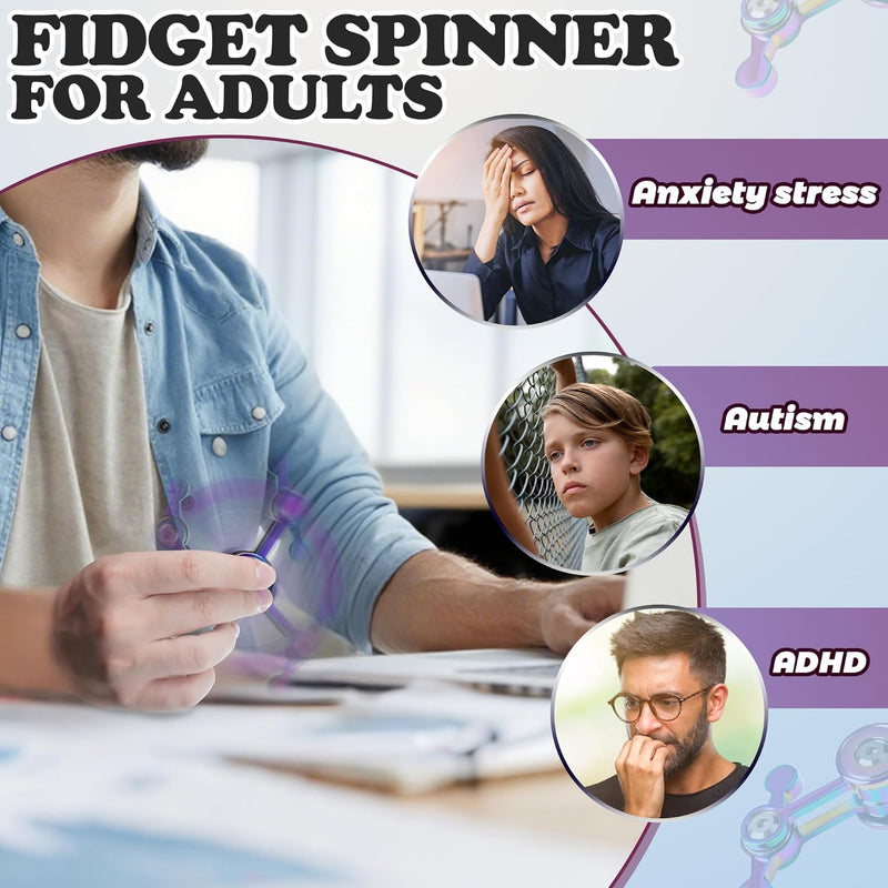 Fidget Spinner for Adults, Metal Silent Figette Office Desk Toy Quiet Cool Gadgets Gifts for Teen Boys Kid Anxiety Stress Relief Calm Down Sensory Autism Autistic ADHD Airplane Travel Need Must Have