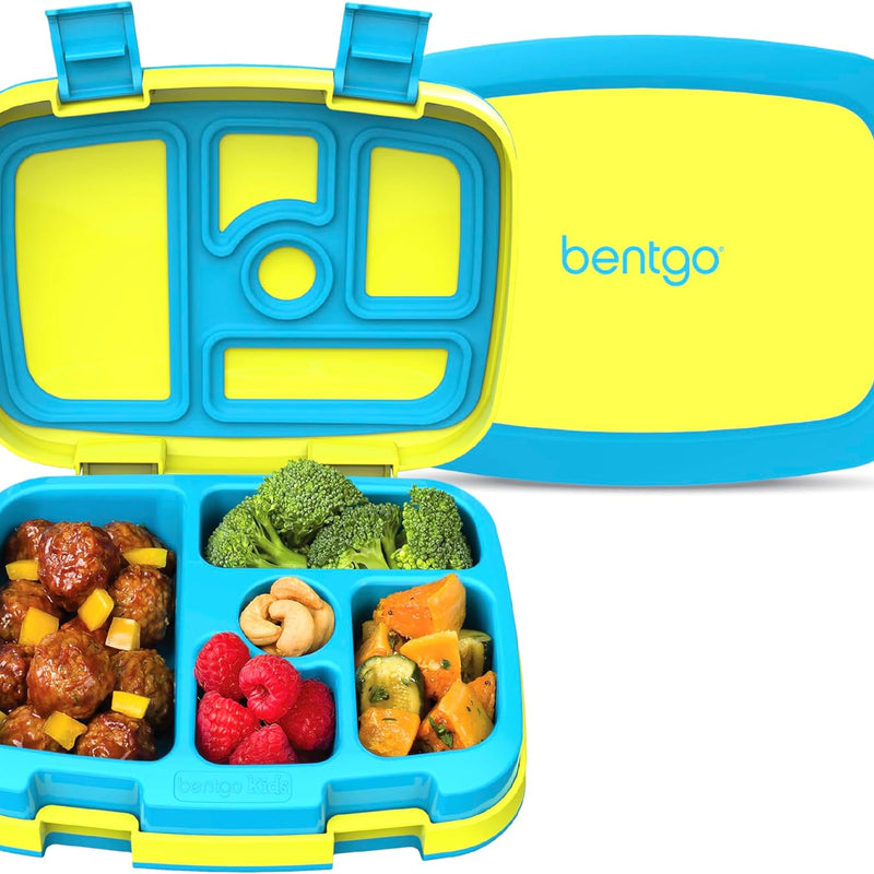 Bentgo Kids Bento-Style 5-Compartment Leak-Proof Lunch Box - Just-Right Portions for Ages 3 to 7, Durable, Drop-Proof, Dishwasher Safe, PFAS & BPA-Free & Made with Food-Safe Materials (Green)