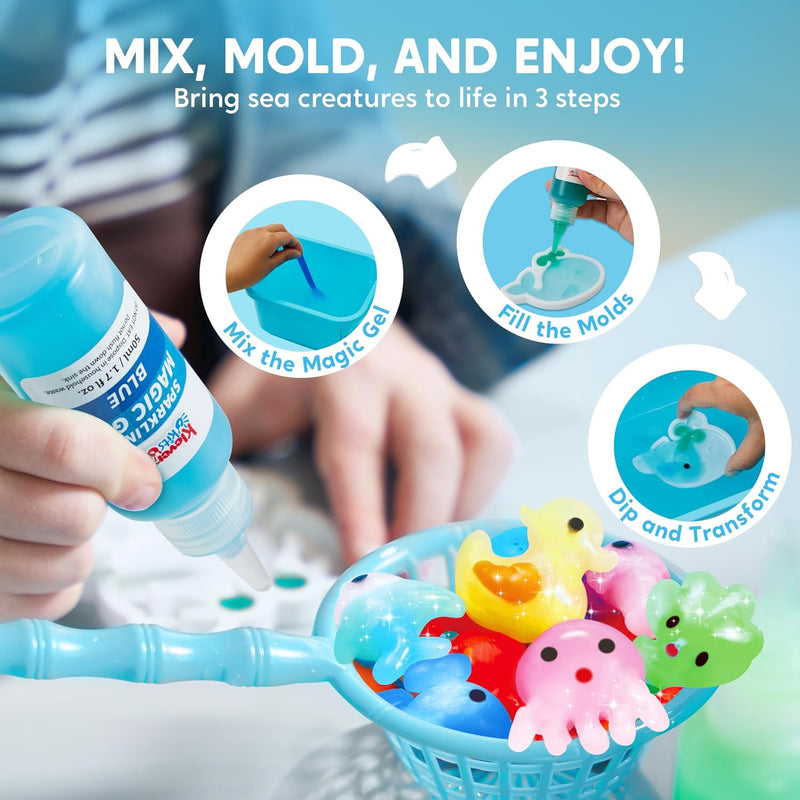Klever Kits Water Gel Kit, Waters Pets Magic Fairy Water Gel Toy Kit with 10 Gels, 12 Molds, Preserving Bottle for Presents, Party Favors, Birthday Gifts, Arts & Crafts DIY Squishy Making Kit for Kids