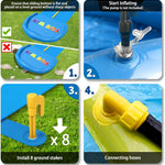 Extra Long Water Slide for Kids Adults, 32.8 FT Inflatable Slip Water Slides for Kids Backyard, Heavy Duty Slide with 2 Boards Double Lane Lawn Slides for Boy Girl Outdoor Water Play