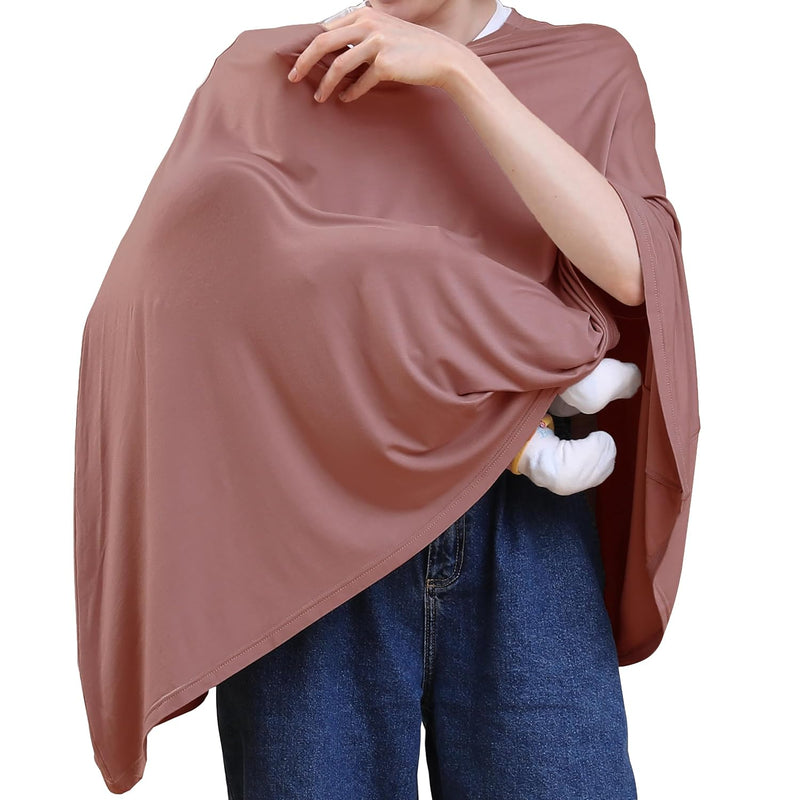 Seejoy Multi-use Nursing Cover for Breastfeeding, 360°Full Coverage Nursing Poncho, Rayon Soft & Breathable Breastfeeding Cover up (Smooth Rayon, Warm Taupe)