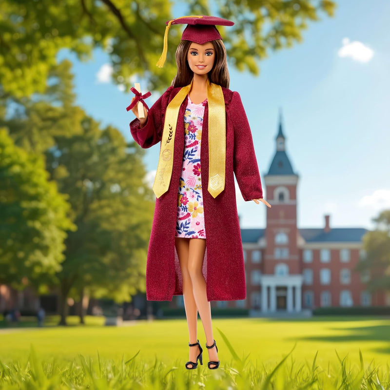 Barbie Signature Graduation Wishes Fashion Doll with Burgundy Robe & Tassel Cap, Collectible Toy in Giftable Packaging