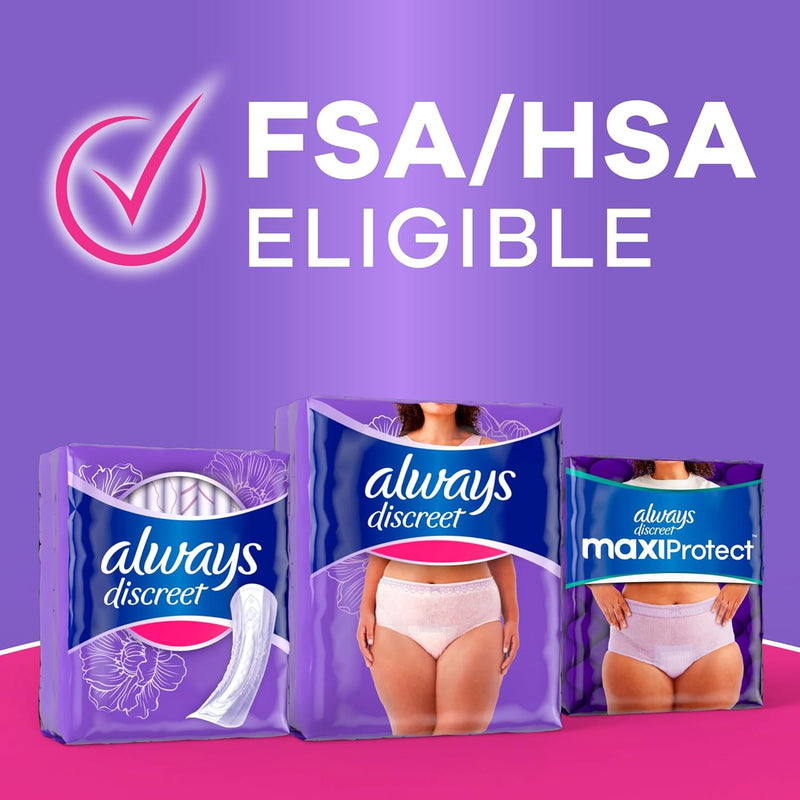 Always Discreet Adult Diapers for Women, Incontinence Underwear, Postpartum Essentials, Disposable Briefs, Max Absorbency, Bladder Leak Protection, Extra Large/XL, 15ct